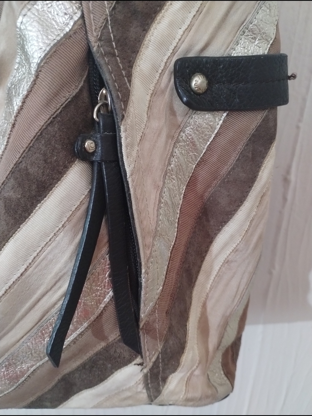 Liz Claiborne Genuine Leather Multicolor Striped Tote Bag - Picture 5 of 11